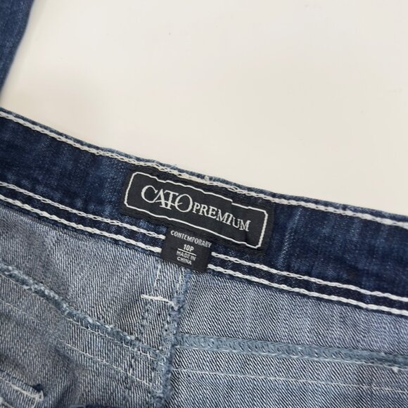 Cato Premium Women SZ 10P Distressed Bootcut Jeans With Embroidered Back Pockets - Picture 5 of 16